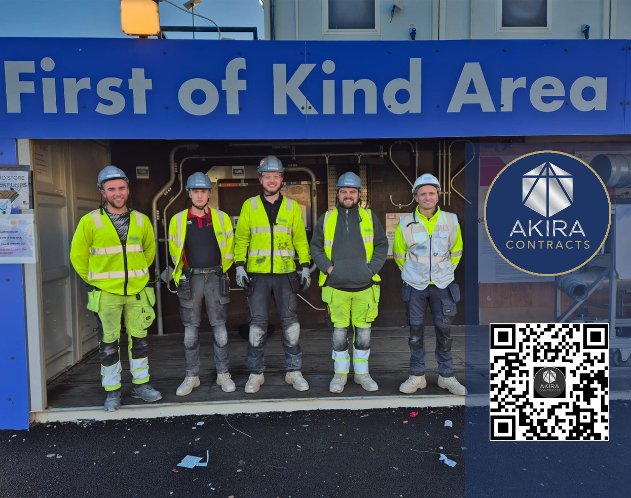 Construction workers in safety gear.